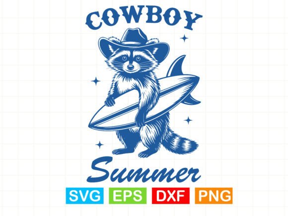 Cowboy Summer SVG Funny Raccoon Graphics for T-Shirt Designs