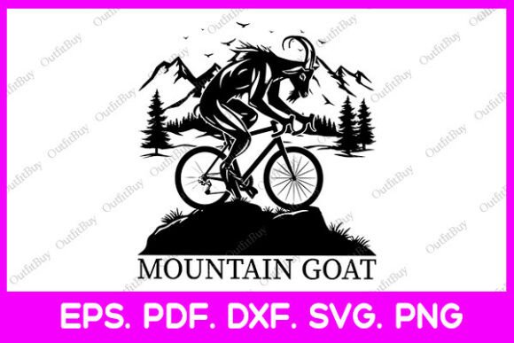 Mountain Goat Bicycle Funny Biking Graphics for T-Shirt Designs