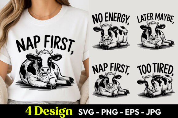 Nap First Funny Cow SVG PNG – A Playful Graphic Freebie