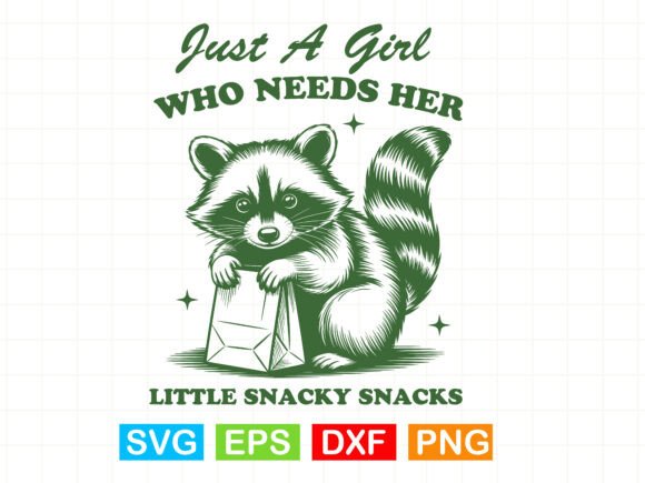Snacky Raccoon Girl SVG for T-Shirt Designs and Graphics
